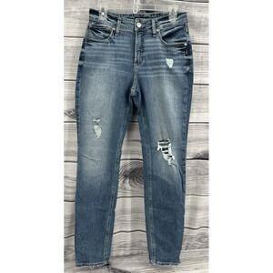 SILVER JEANS CO AVERY SKINNY DISTRESSED JEANS Women's Size 29 X 29 HIGH RISE